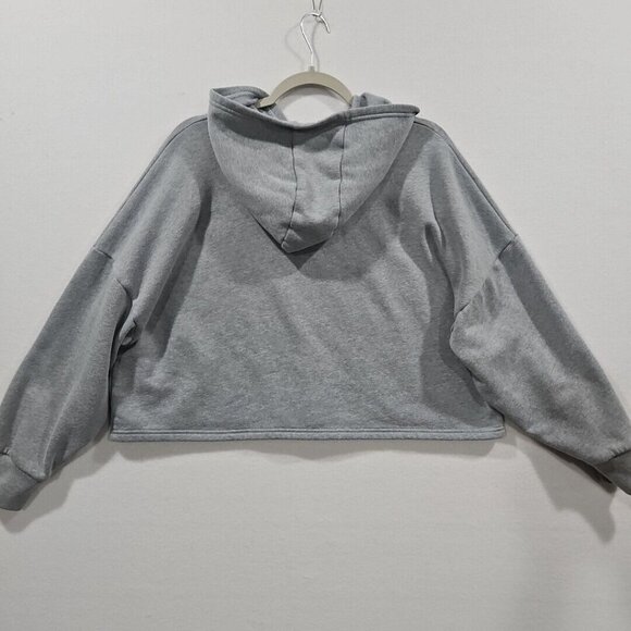 Under Armour Project Rock Womens Size M Loose Gray Fleece Crop Hoodie Sweatshirt - Picture 6 of 10